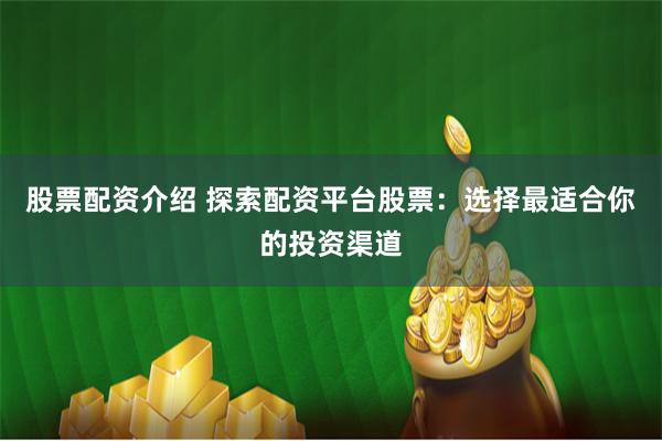股票配资介绍 探索配资平台股票：选择最适合你的投资渠道